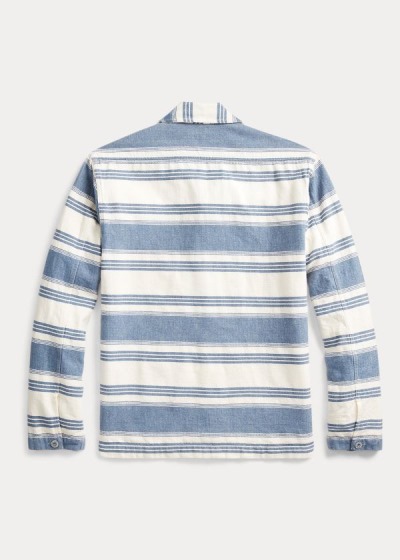 Sobrecamisas Ralph Lauren Hombre Creme / Azules - Striped - VZFIW4193